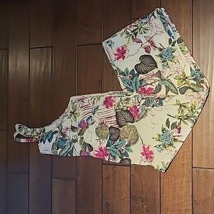 NWOT - Floral Linen Wide Leg Overalls